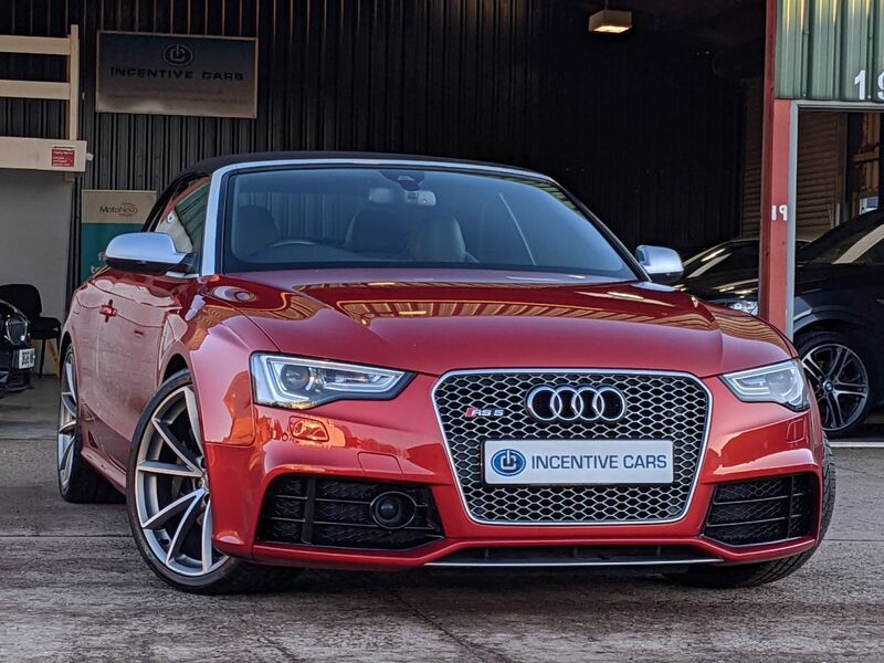 View AUDI RS5 4.2FSI V8 QUATTRO 444BHP CABRIOLET S TRONIC 4WD. BIG SPECIFICATION. LOW MILEAGE.