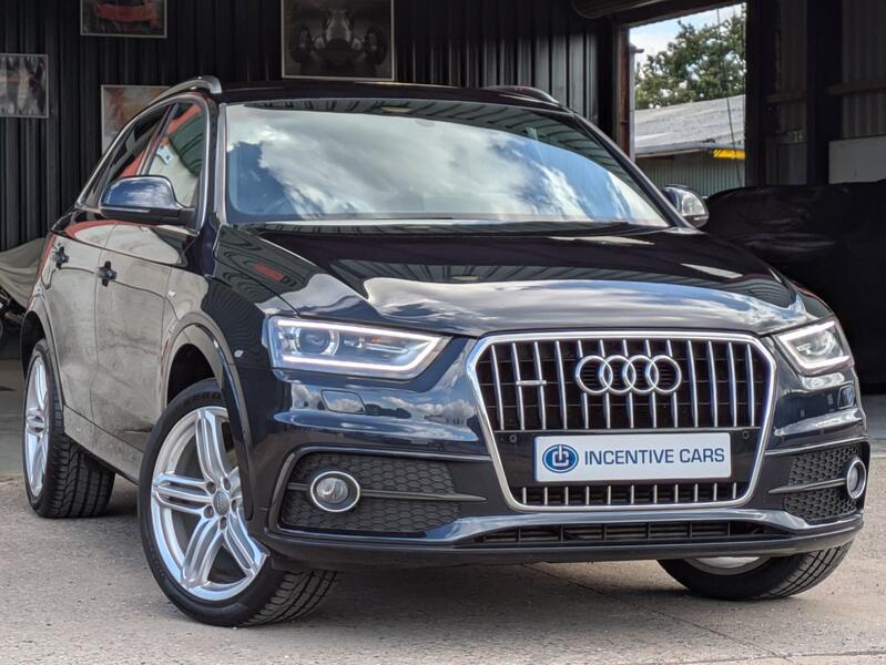 View AUDI Q3 2.0TDI S line quattro. HIGH SPEC. 2 OWNERS. HEATED LEATHER. SAT NAV. CRUISE. CAMBELT DONE.9 SERVICES