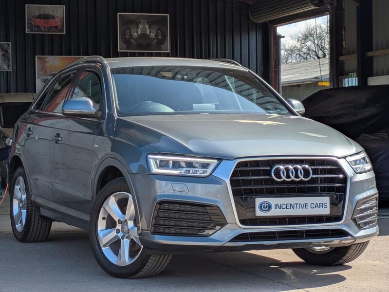 View AUDI Q3 2.0 TDI S line manual. HIGH SPEC. HEATED LEATHER. SAT NAV. PARK SENSORS. 2 OWNERS. CAMBELT CHANGE.